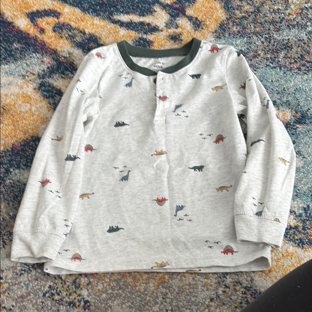 Carter's White and Green Long Sleeve Tee